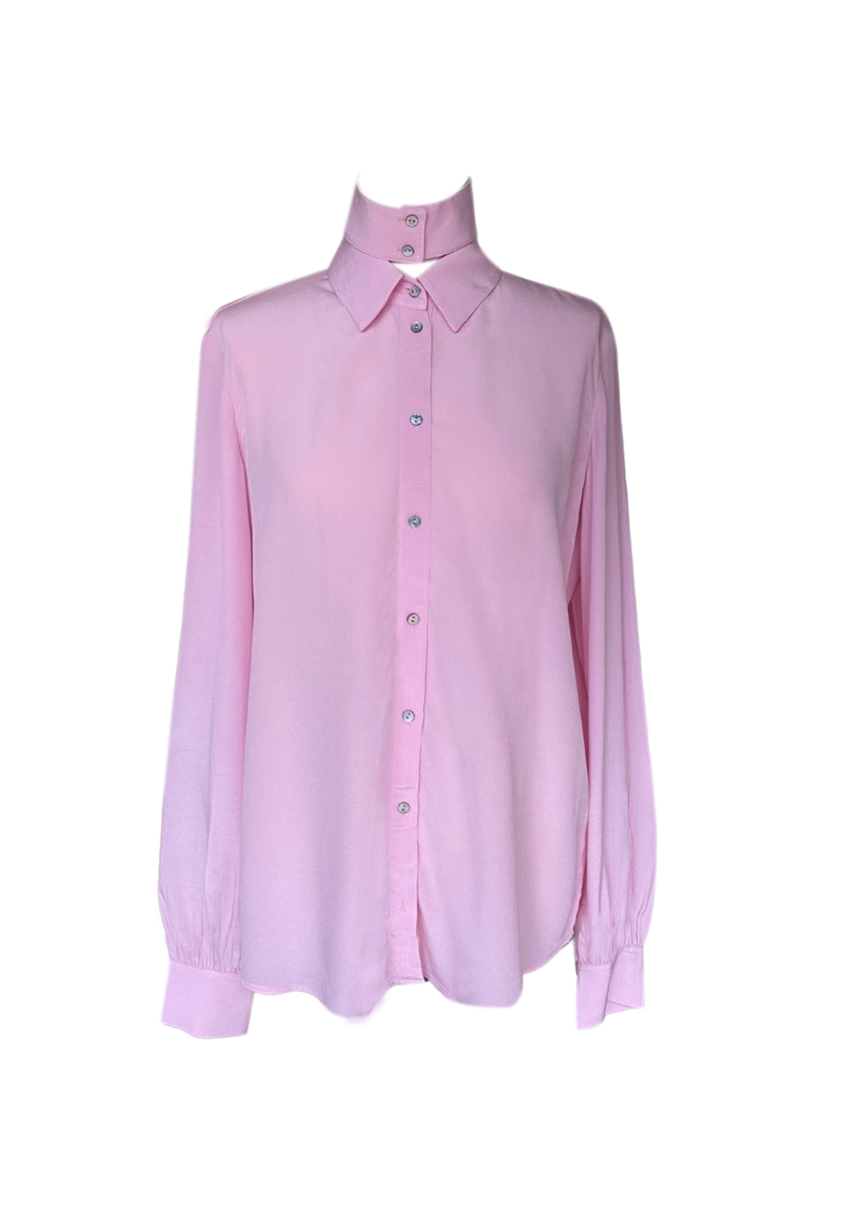 KARL LAGERFELD Pink Satin long sleeve blouse