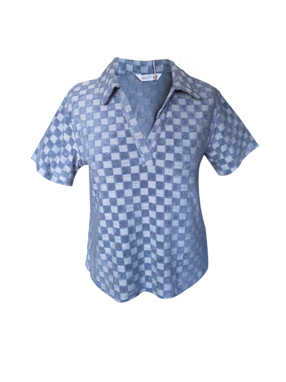 COMPANIA FANTASTICA Checkered Polo shirt Blue S