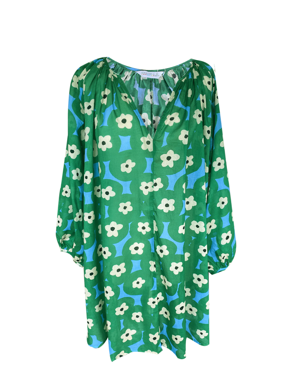 COMPANIA FANTASTICA Green Flower Summer Dress Tunic S