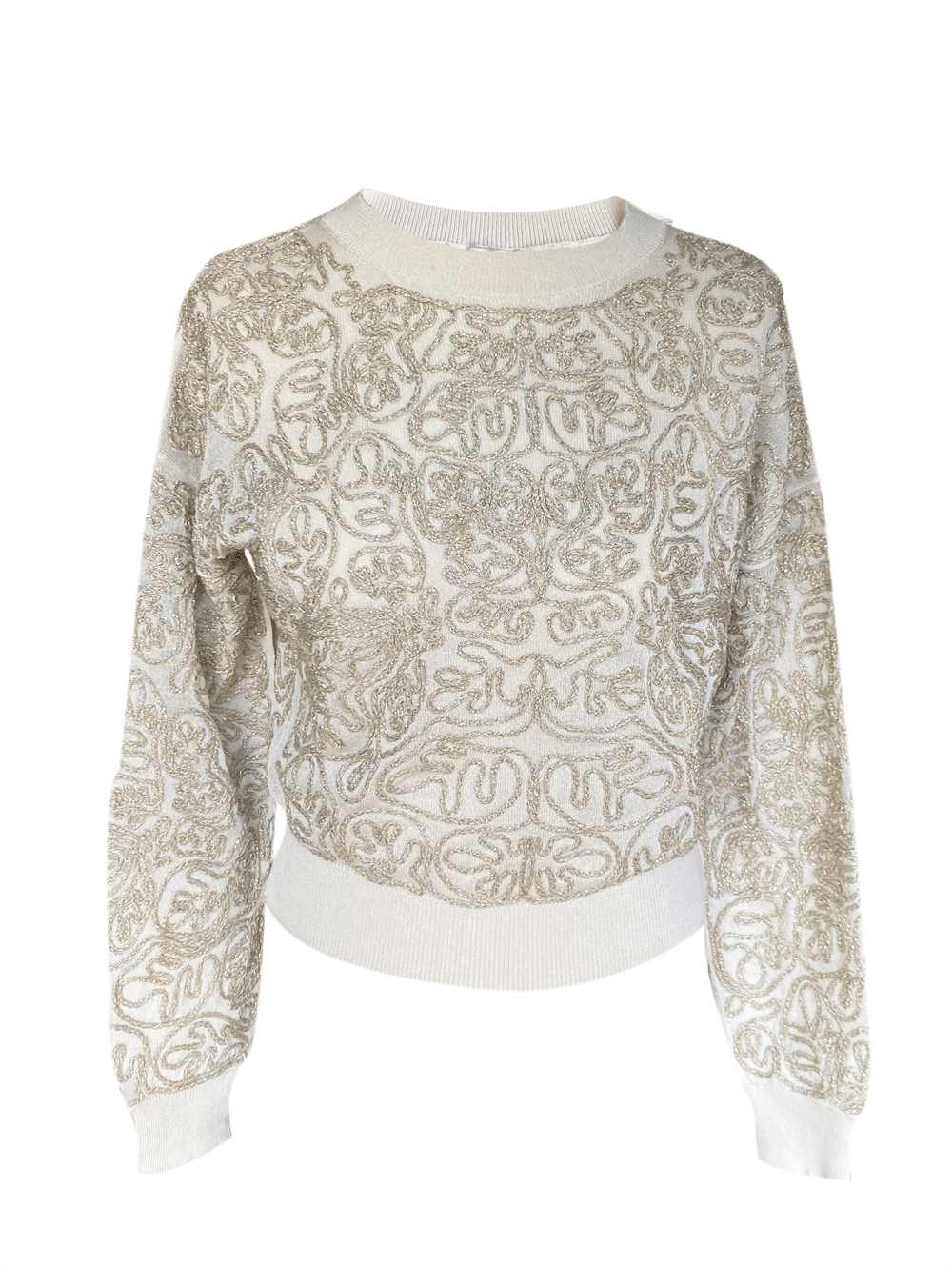 LIU JO Beige sweater with golden embroideries S