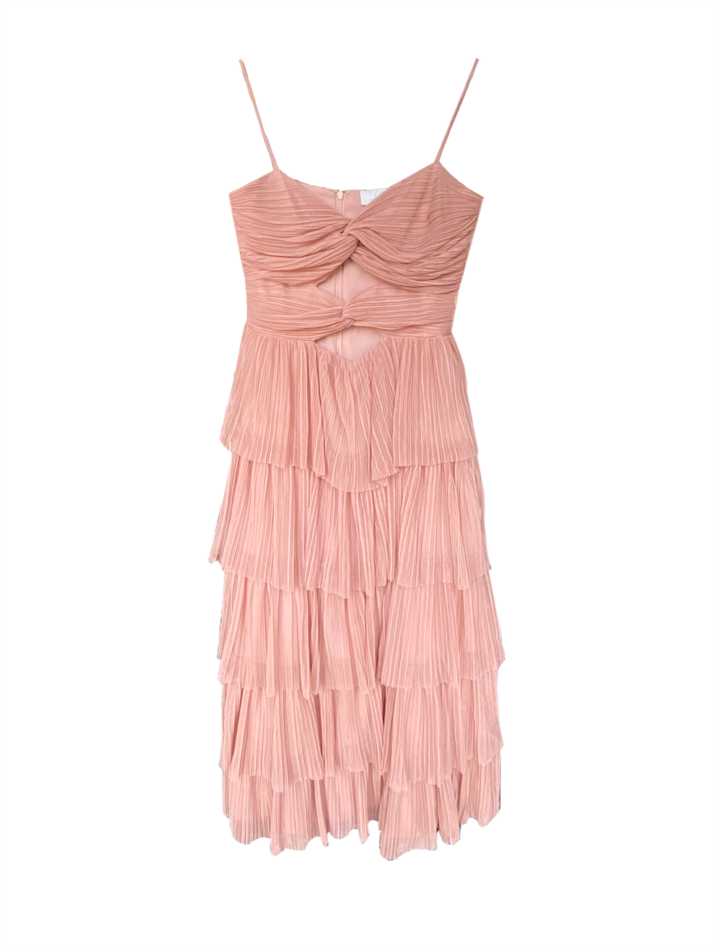 KOCCA long nude strappy ruffle occassion dress A-line S