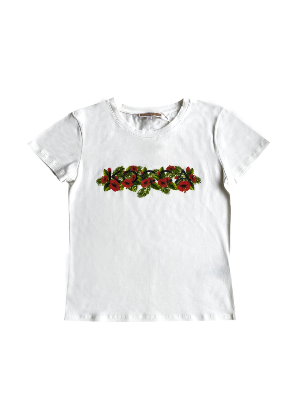 KOCCA logo white T-shirt with flowers