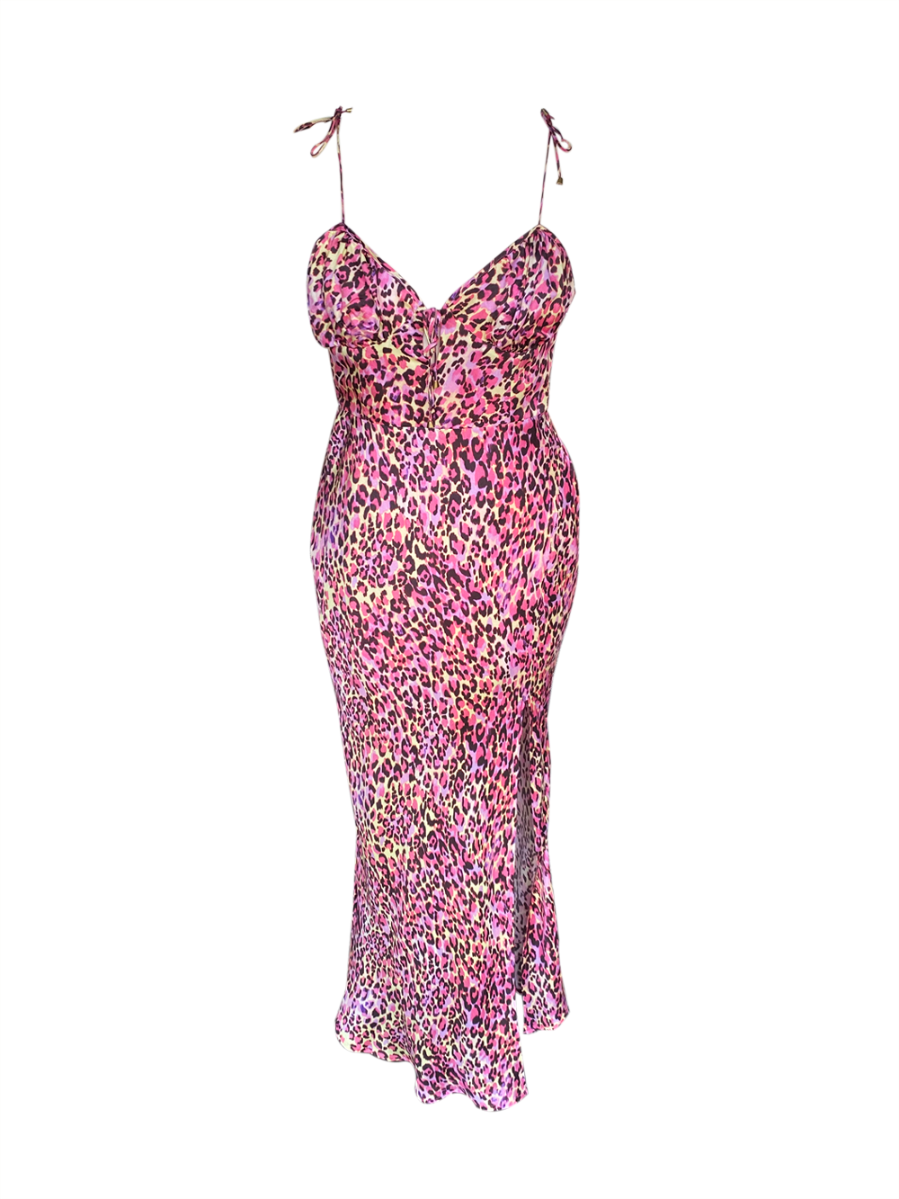 NO SECRETS long pink leopard print strappy dress with a split M