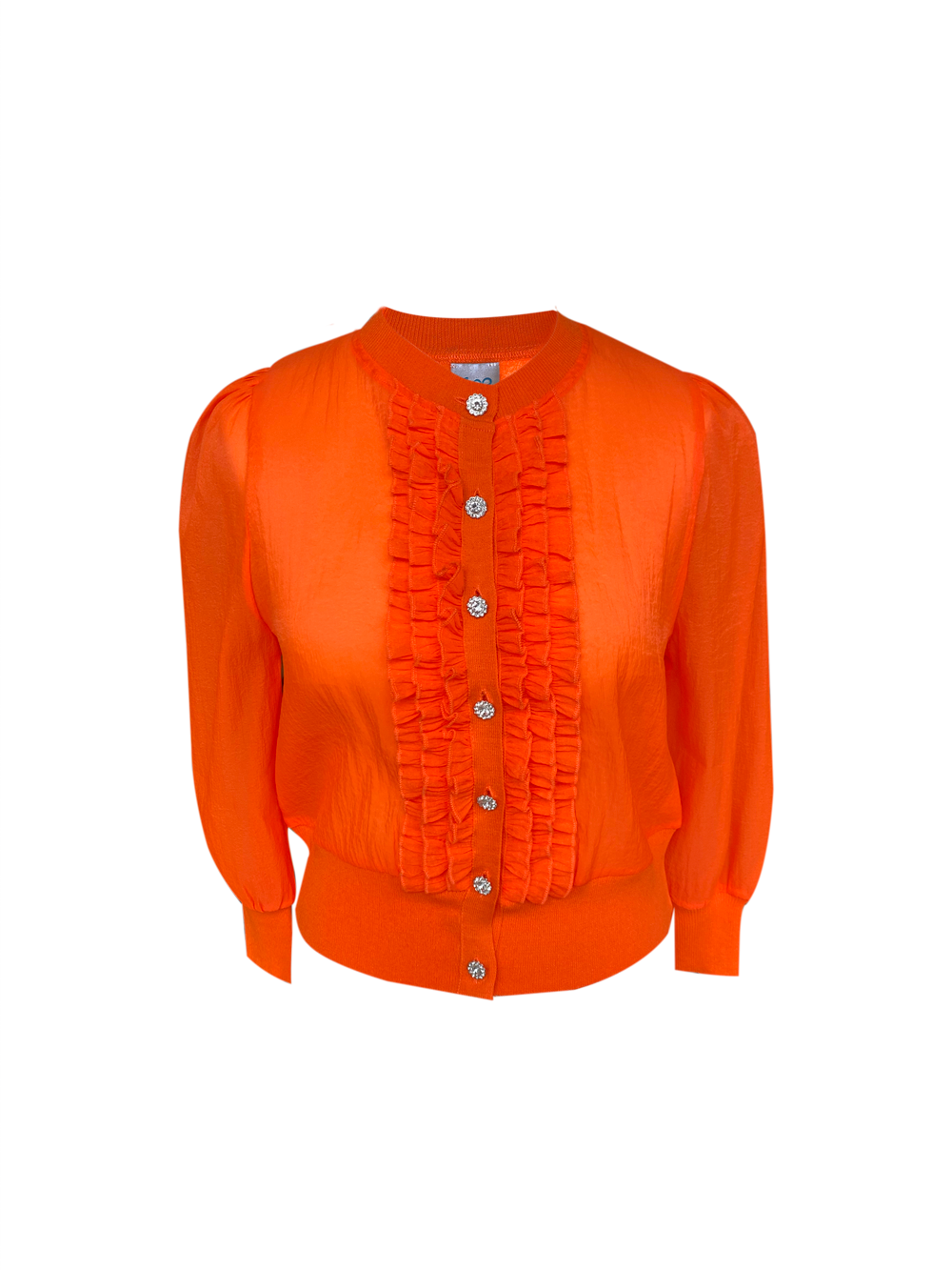 ZOE longsleeves transparent orange cardigan with ruffles